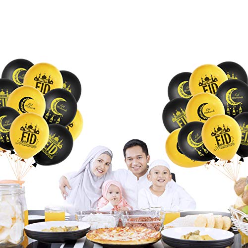 Eid Mubarak Latex Balloons - 20 Balloons - With Festive Print - Celebrate With Friends & Family