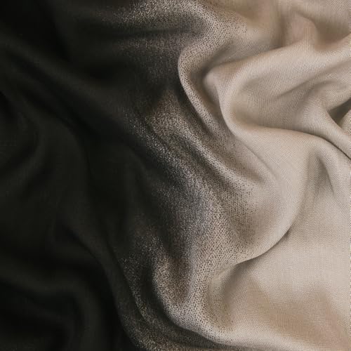 Gradient Dual Color Scarf，Elegant Ombre Headwraps Hijab, Modal Cotton Feel Lightweight Sunscreen Shawls for Women - color: 5#blackgrey