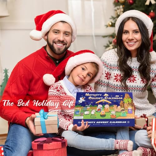 Nativity Advent Calendar 2026, 24 Days Nativity Scene Figurines Set, Christmas Countdown advent calendar 2026 Gift for Kids Women Men - color: Green