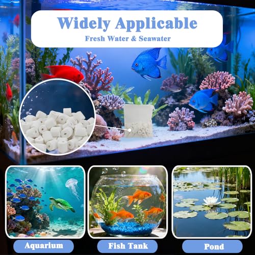 Aquarium Filter Media, Bio Ceramic Rings Set with Zippered Mesh Bag, Durable Freshwater Marine Biological Filter Media for Fish Tank, Pond, Canister (1.1lb, 500g)