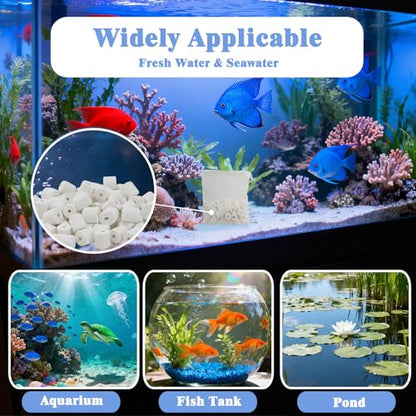 Aquarium Filter Media, Bio Ceramic Rings Set with Zippered Mesh Bag, Durable Freshwater Marine Biological Filter Media for Fish Tank, Pond, Canister (1.1lb, 500g)