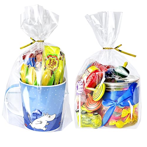 PigPotParty Cellophane Gift Bags 8x11 Inch, 100 Pack, Clear Goodie Bags - color: 8x11 Inch (Pack of 100)