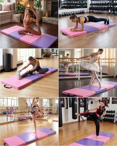 Gymnastics Mat, 6x2/3Ft 2-Inch Thick 4-Fold Exercise Floor Mat for Home Gym, Portable Yoga Mat for Pilates, Aerobics, Martial Arts & Training