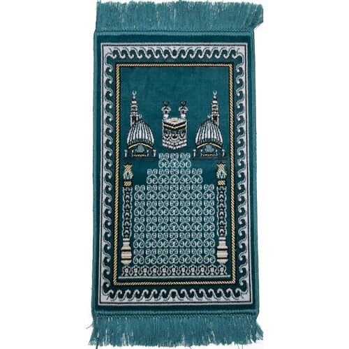 Modefa Islamic Turkish Velvet Prayer Rug Small Child Toddler Namaz Sajjadah Janamaz Kb (Teal) - color: Teal