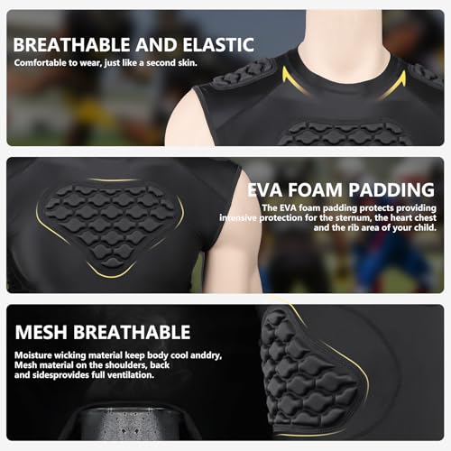 DGXINJUN Men's Football Rib Protector Chest Padded Shirt for Aldult Football Rugby Softball Baseball Heart Sternum Guard - size: Medium