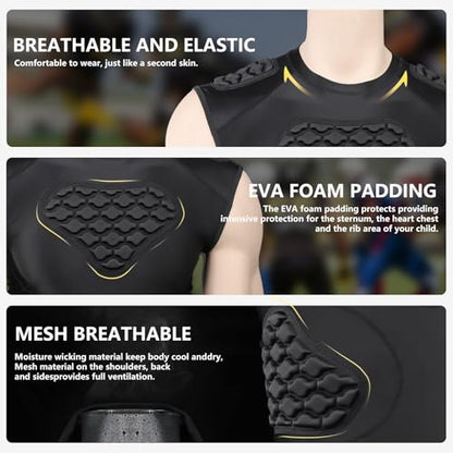DGXINJUN Men's Football Rib Protector Chest Padded Shirt for Aldult Football Rugby Softball Baseball Heart Sternum Guard - size: Medium