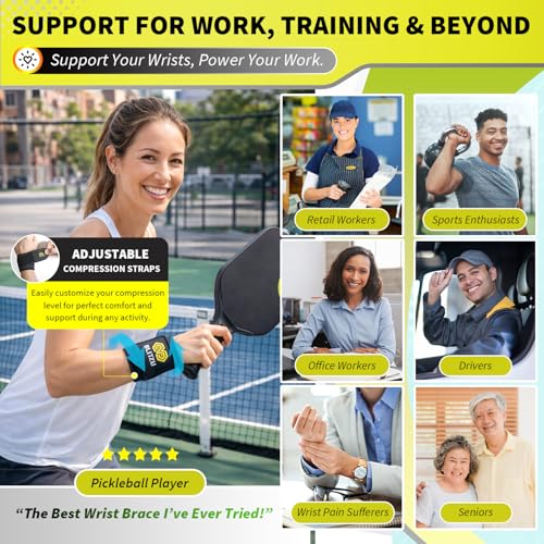 Compression Wrist Wraps, Carpal Tunnel Adjustable Wrist Brace, Men & Women | 2 Pack, Flexible Neoprene, Low-Profile Design, Pain Relief, Arthritis, Tendonitis, Fitness, Office, Sleep Use, Night, Gym
