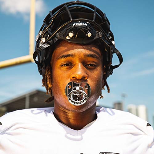 Battle Sports Binky Oxygen Football Mouthguard - Detachable Strap, Maximum Breathability, Works with Braces & No Boiling Required - color: Chrome Silver