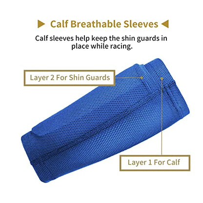 AIMISICAR Kids Youth Soccer Shin Guards with Sleeves for 3-15 Years Old - color: Blue, size: M ( 3'10" - 4'4" Tall )