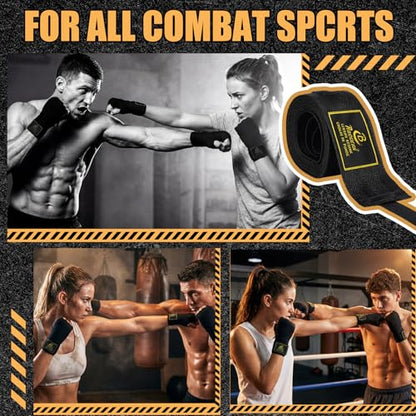 Gemscream 4 Pcs Boxing Hand Wraps 196 Inches/ 5 M Wrist Wrap Protection for Men Women Boxing Muay Thai MMA Kickboxing