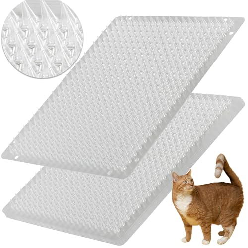 12 Pack Cat Repellent Outdoor/Indoor Scat Mat for Cats&Dogs, Keep Away Pest Plastic Mats with Spikes,16 x 13 Inches