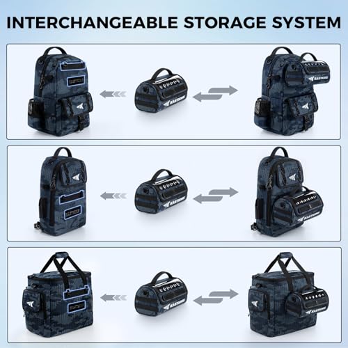 KastKing BaitSpace Line Bag Water Resistant Tackle Bag, Organize Spools | Fishing Line Storage Bag with Water Resistant Nylon, Removable Divider, BaitSpace Line Management Bag - color: E: Blue Camo-Large