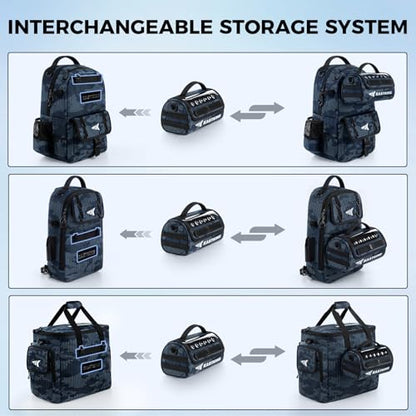 KastKing BaitSpace Line Bag Water Resistant Tackle Bag, Organize Spools | Fishing Line Storage Bag with Water Resistant Nylon, Removable Divider, BaitSpace Line Management Bag - color: E: Blue Camo-Large