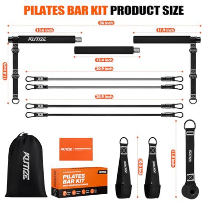 KUTIZE Pilates Bar Kit with Resistance Bands, Pilates Equipment, Multifunctional Pilates Bar for Women & Men, Pilates kit for Hip, Back, Arm, Full-Body Workouts, Home Gym Strength Training Equipment - style: Black