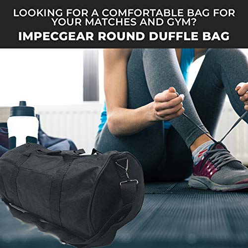 Impecgear Round Duffel Team Sports Equipment Bags, Travel Gym Fitness Bag. - color: Black