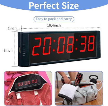 Large Stopwatch with Start/Stop Button, LED Digital Timer with Remote, Countdown Clock with Buzzer, Gym Clock for Home Gym, Interval Timer for Workout - style: Rechargeable