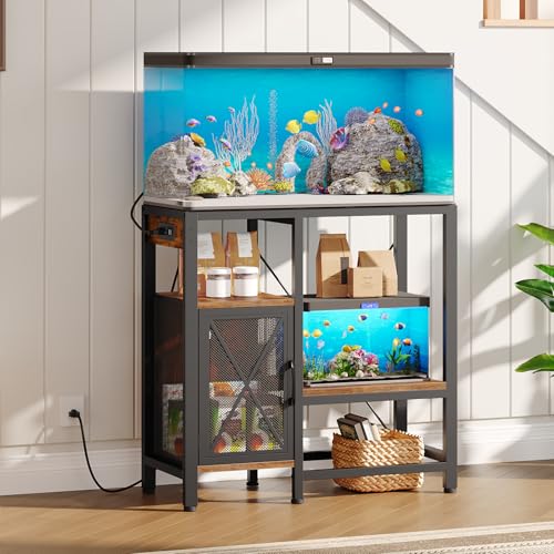 MAHANCRIS 20 Gallon Fish Tank Stand and 37 Aquarium Stand Bundle, Heavy Duty Breeder Turtle Terrarium Stand Rack for Home Office, FTHR2001-FTHR40E01