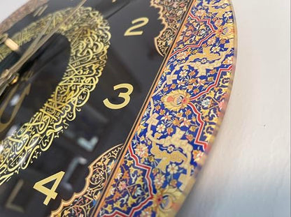 Tempered Glass Islamic Wall Clock, Islamic Wall Art for Living Room, Islamic Wall Decor, Eid Gifts, Muslim Home Decor, Quran, Ramadan Decoration, Arabic Calligraphy, Ayatul Kursi (Ayatul Kursi) - style: Ayatul Kursi
