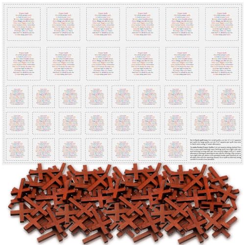 Ceenna Pocket Prayer Quilt Panel Squares with Small Wooden Crosses Mini Scripture Pocket Prayer Quilt Religious Spiritual Gift for Friend Family Easter Reward Gifts Easter Basket Stuffers(Classic) - style: Classic
