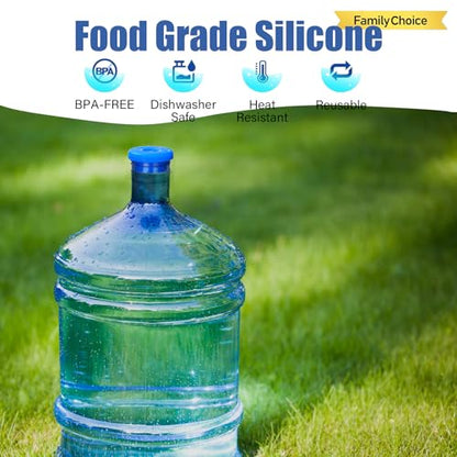 5 Gallon Water Jug Cap Reusable, Non-Spilling 55mm Water Bottle Dispenser Caps, Silicone 5 Gal Jug Replacement Caps Lids Anti Splash (Ocean Blue, 3 Pack) - color: Ocean Blue, size: 3 Pack
