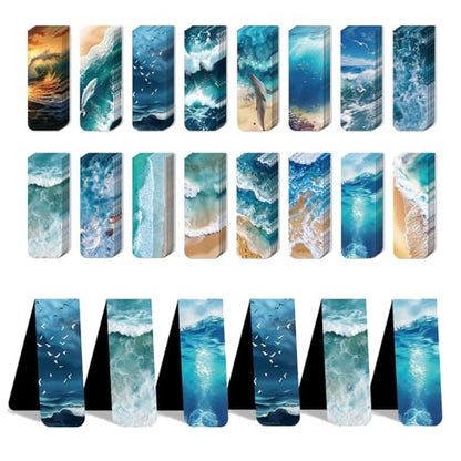 96 Pieces Magnetic Bookmarks Magnet Page Markers - Book Marks for Reading Women & Men with Storage Boxes - Cute Magnet Bookmark Clips for Reading Pleasure（Ocean） - size: 96, style: Ocean Style