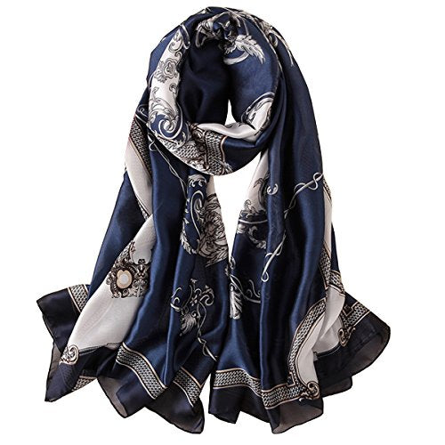 Silk Scarf 100% Mulberry Silk Fashion Scarves Long Lightweight Shawl Wrap - color: W03