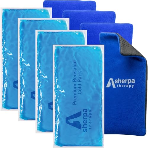 4PK Flexible Gel Ice Packs for Injuries Reusable - Gel Ice Pack Cold Compress for Knee, Back, Neck, Wrist, Hand, Elbow, Ankle Pain Relief - 9.5" x 4.5" - style: Cold