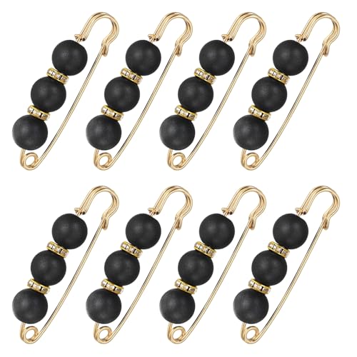 MECCANIXITY Pearl Brooch Pins, Decorative Safety Pin Brooch - color: Black