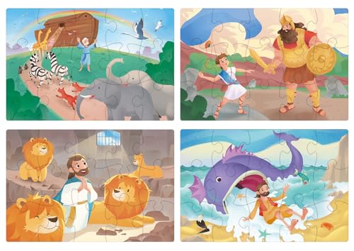 Bible Puzzles for Kids, 4-in-1 Wooden Jigsaw Puzzle, Old Testament - style: Old Testament B