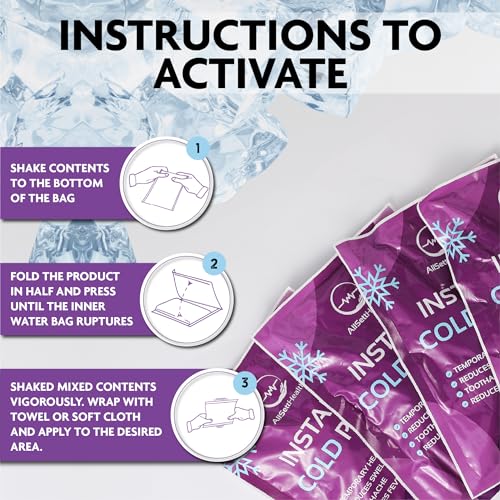 12 Pack Large Instant Ice Packs for Injuries, Disposable Cold Packs | No Freezer Needed, Instant Cold Packs for Injuries, 9”x6” Large Disposable Ice Packs, Cold Compress for Post-Workout Recovery - size: 12 Pack (9" x 6")