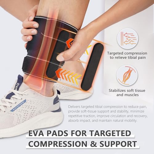 Shin Splints Compression Wrap for Medial Tibial Stress Syndrome (MTSS), Shin Compression Sleeve for Shin Splints Relief, Swelling, Sprains & Tears, Tibial Splint Support for Men & Women (M, 2 Pcs) - size: M, style: 2 Pcs