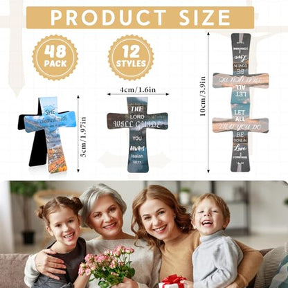 Resurhang 48 Pcs Magnetic Bookmarks Christian Cross Magnetic Page Markers Religious Bible Verses Bookmarks for Mother's Day Women Student Church Study Group Graduation Coworker Team (Landscape) - style: Landscape