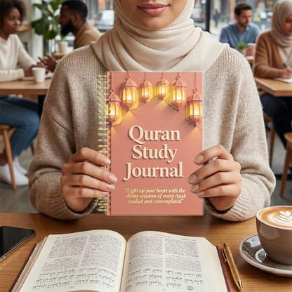 Premium Quran Study Journal - A5 Spiral Bound Islamic Reflection Notebook with 120 Pages 100gsm Thick Paper - Arabic & Translation Tracker for Daily Quranic Study, Memorization & Ramadan Gifts (Lantern Glow) - color: Lantern Glow