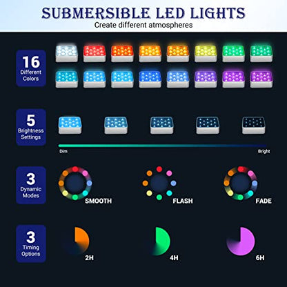LOFTEK Submersible LED Pool Lights with Magnet & Remote, 13 LEDs Color Changing Rechargeable Underwater Pool Lights, Waterproof Swimming Pool Lights for Pond, Hottub (4 Pack-Rechargeable-II) - size: 4 Pack-Rechargeable-II