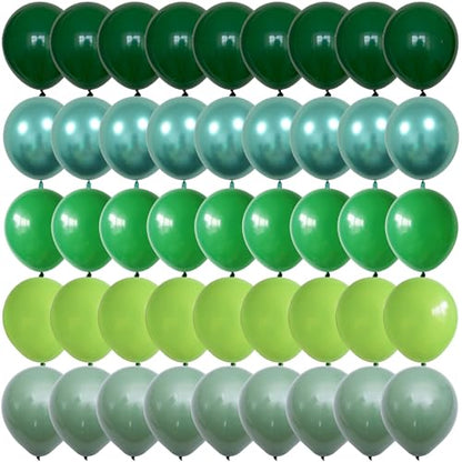 Togvu 그린 풍선, 60팩 30.5cm(12인치) 다양한 쉐이드 다크 에메랄드 라임 메탈릭 크롬 올리브 세이지 라텍스 풍선, 생일, 베이비 샤워, 정글 사파리 파티 장식 QQ-5023 - color: 그린 믹스