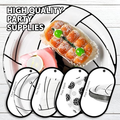Grencian 96Pcs Volleyball Party Decorations Volleyball Paper Plates and Napkins Sports Theme Disposable Tableware for Girls Birthday Party Supplies Serves 24 - style: Volleyball Party