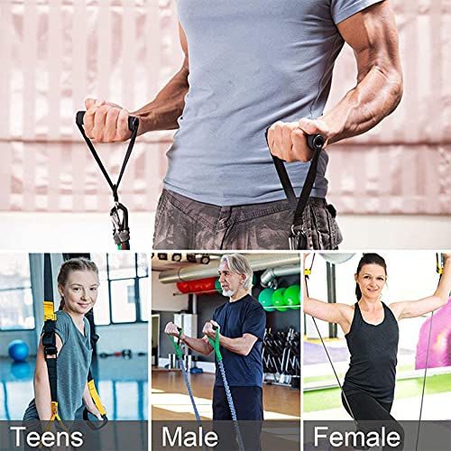 4PCS/1set Exercise Resistance Bands Handle Set, Workout Bands with Handles, Home Workouts Resistance Bands Handle Set for Men, Women, Indoor, Outdoor | Comfortable Foam Grips, Universal Band Compatibility, Indoor Outdoor Fitness Use, Strength Training Equ