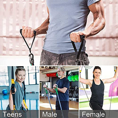 4PCS/1set Exercise Resistance Bands Handle Set, Workout Bands with Handles, Home Workouts Resistance Bands Handle Set for Men, Women, Indoor, Outdoor | Comfortable Foam Grips, Universal Band Compatibility, Indoor Outdoor Fitness Use, Strength Training Equ