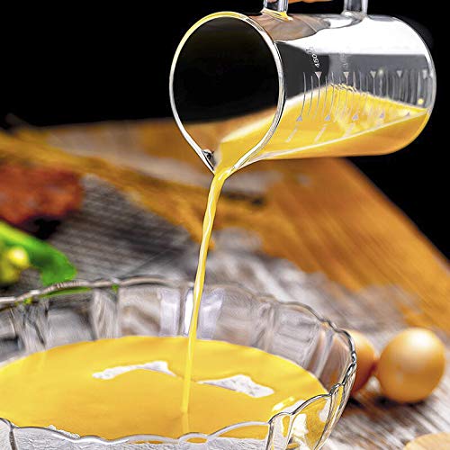 500ml Glass Measuring Cup with Lid Heat Resistant Handle Measured Mixing Glass Mug Clear Scale V-Shaped Spout for Milk Coffee Liquid Beaker Drinking Glasses Measure Jugs, Microwave Oven Freezer Safe - color: 500ml, with lid