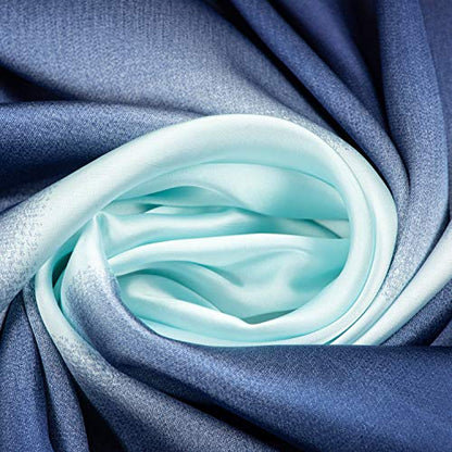 RIIQIICHY Head Scarf for Women Like Silk Satin Scarf for Hair Wrapping at Night Bandana Square Scarf for Sleeping 35 Inch - color: Aliceblue/ Midnightblue