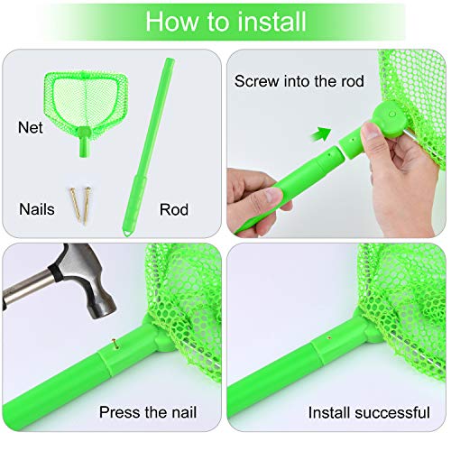 4 Pieces Fishing Net Catching Bug Fish Butterfly Nets Beach Toys for Kids Outdoor Playing (Green, Rose Red) - color: Green, Rose Red