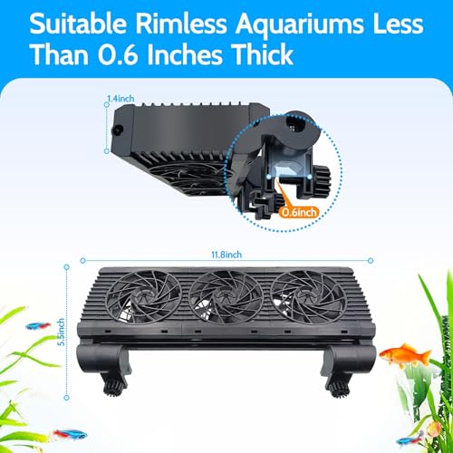 Upgrade Aquarium Fan with Memory Function,Fish Tank Cooling Fan,Aquarium Cooler Water Chiller for Axolotl Betta Fish Accessories with Adjustable Speed and Timer(3 fan) - size: 3 fan