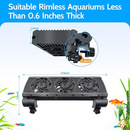 Upgrade Aquarium Fan with Memory Function,Fish Tank Cooling Fan,Aquarium Cooler Water Chiller for Axolotl Betta Fish Accessories with Adjustable Speed and Timer(3 fan) - size: 3 fan