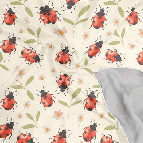 Bolaz Women's Square Silk Hair Scarves and Wraps Headscarf Abstract Head Neck Scarf Bandana 24inch - color: Lady Bugs Off-white