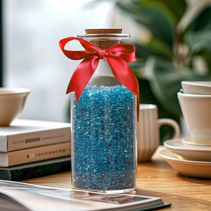 T4U Fish Tank Gravel 2 LB, Tumbled Small Rocks for Aquarium, Glass Beads for Vases, Succulent Rocks for Plants, Aquarium Gravel Decorative Pebbles for Terrarium Crafts Vase Filler, Blue