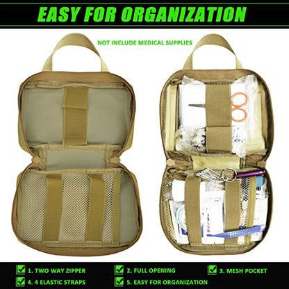 Upgrade Molle Rip Away Ifak Pouch, Tactical Small Belt First Aid Pouch Medical Utility EMT Pouch Only - color: TAN