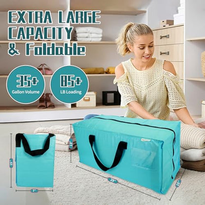6-Pack Moving Bags,Heavy Duty Large Storage Bags with Zippers & Backpack Straps,Space Saver Bags are Packing Supplies for Moving & Travel,Alternative to Moving Boxes(BLUE) - color: BLUE