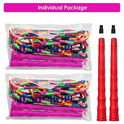 Double Dutch Jump Rope Long Jump Rope 16 FT 1 Pack/2 Pack, Adjustable Soft Beaded Diy Jump Rope for Kids Adult Long Enough for 5-6 Jumpers - color: Pink-2 Pack