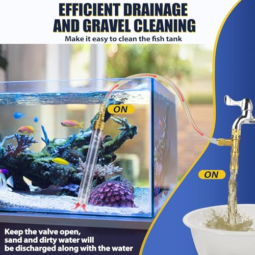 Gravel Vacuum for Aquarium Water Changer Fish Tank Cleaning Tools, Siphon Universal Quick Pump Aquarium Water Changing (50ft) - size: 50ft