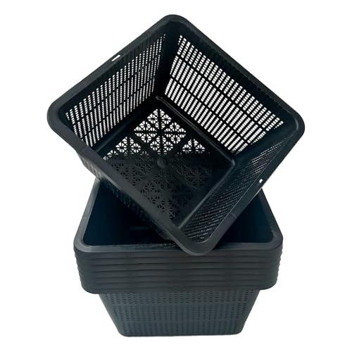 8 Pcs 9 Inch Pond Plant Baskets for Plants Hydroponics Net Pots Water Garden Plant Pots Black Plastic Pond Basket Square Plastic Mesh Pond Containers for Live Aquarium Plants - style: 9" Square-8 PCS